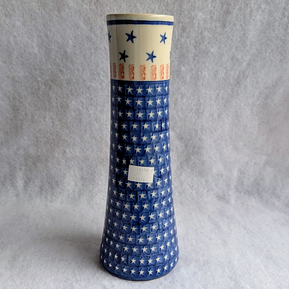 Polish Pottery Vase with Star Design